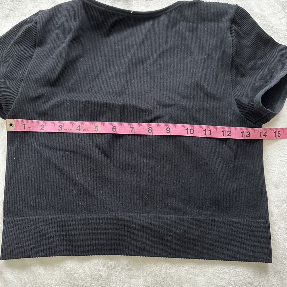 Wild Fable Crop Top Women’s Size Large Black Ribbed Scoop Neck‎ Short Sleeve Y2K - Picture 8 of 11